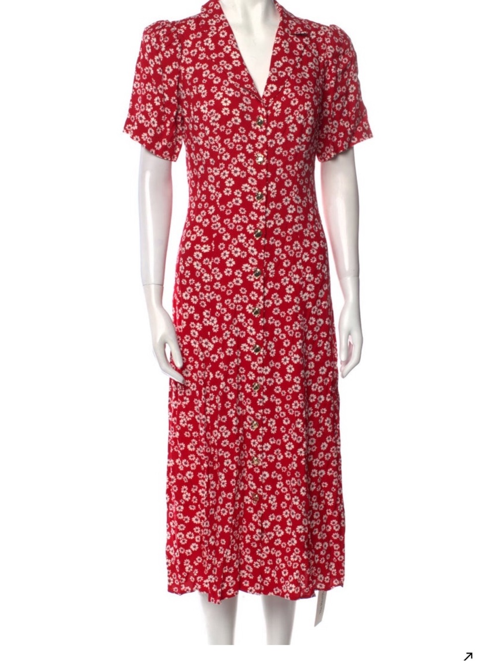 Reformation Red Floral Button-Front Midi Dress - Jena red floral Wilde midi